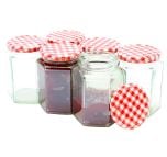 Jam Jars With Red Gingham Lids (6)