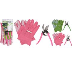 Garden Gloves and Shears Set Green