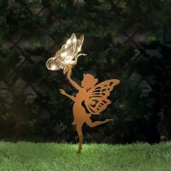 Solar Silhouette Fairy with Butterfly Garden Stake