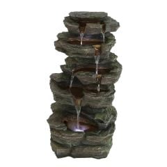 Solar Slate Falls Water Feature with Lights and Battery backup