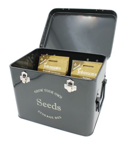 Seed Packet Organiser Tin, Black