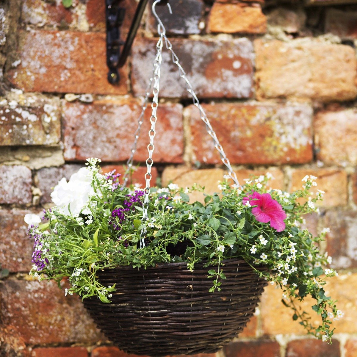 Chain Available 12" Natural Wicker Hanging Basket Round With Polystyrene Insert 