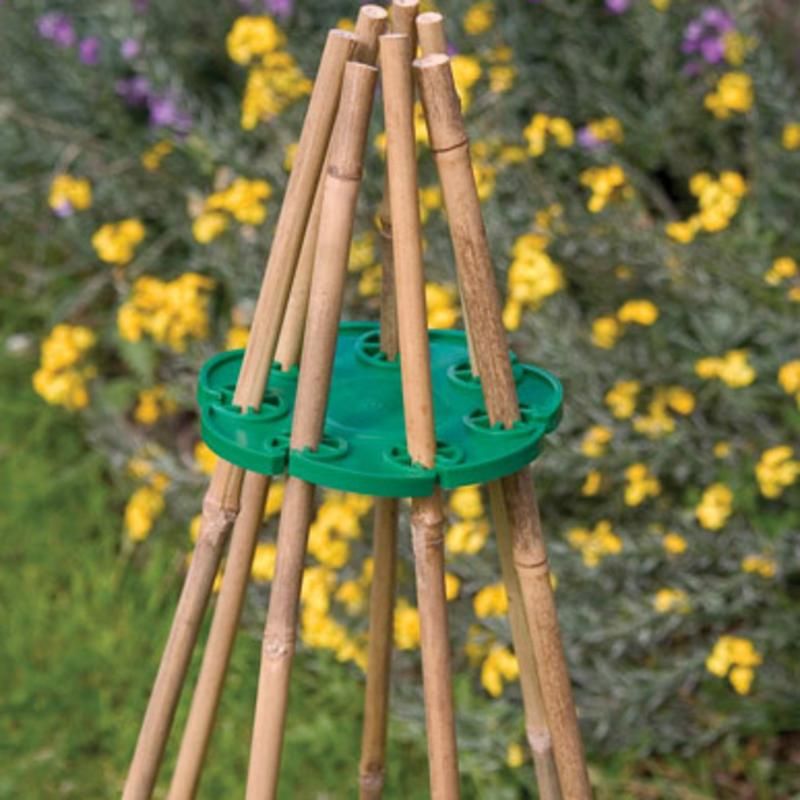 2 Pack Green Plastic Wigwam Cane Grips Holds 6 Bamboo Canes for Runner Beans Etc 